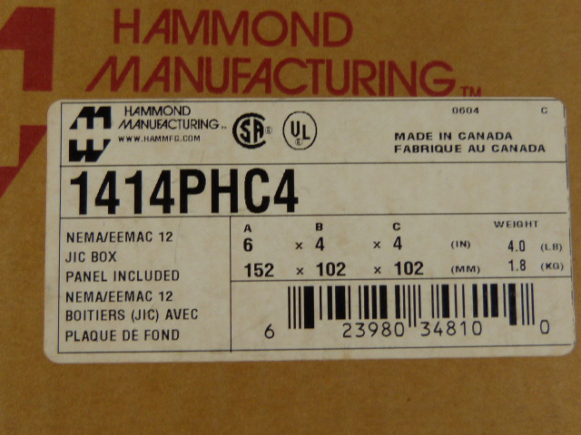 Hammond 1414PHC4 Steel Junction Box Enclosure - Gray 6Inx4Inx4In ! NEW !