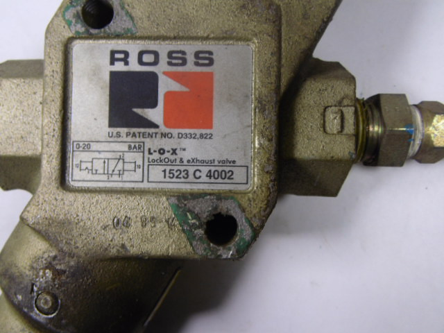 Ross 1523C4002 Lock-Out Exhaust Valve 1/2NPT OUT 3/4NPT IN 20Bar USED