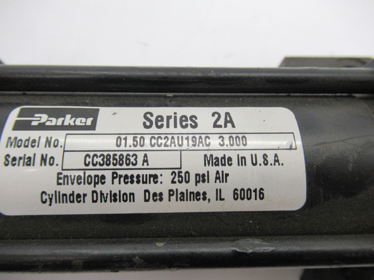 Parker 01.50-CC2AU19AC-3.000 Pneumatic Cylinder 1.5" Bore 3" Stroke USED