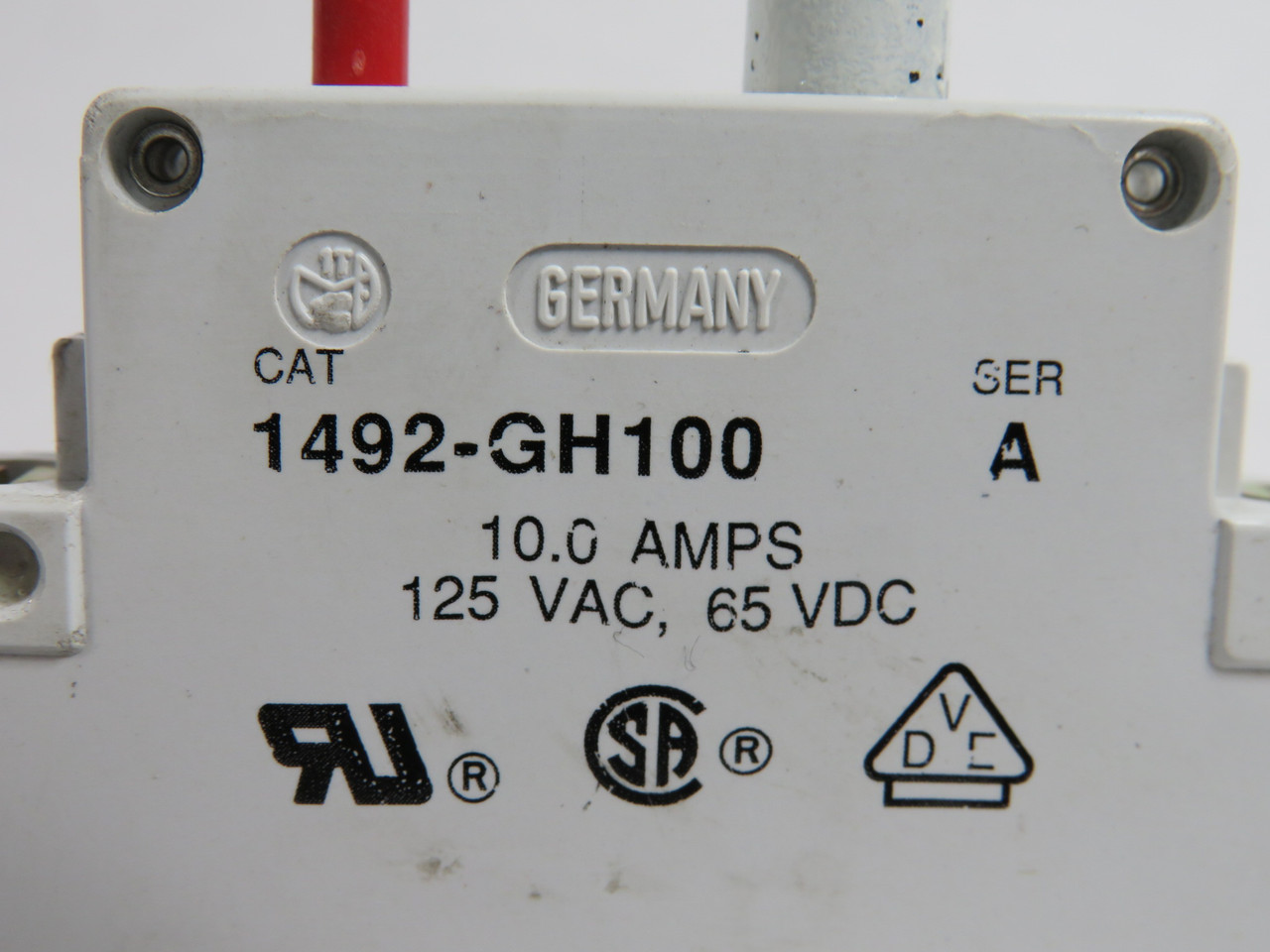 Allen-Bradley 1492-GH100 Series A Circuit Breaker 10A 125V 65VDC 1-Pole USED