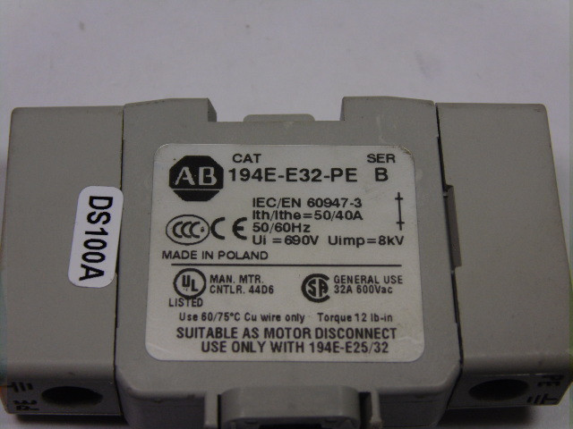 Allen-Bradley 194E-E32-PE Grounding/Earthing Terminal 25-32 Amp USED