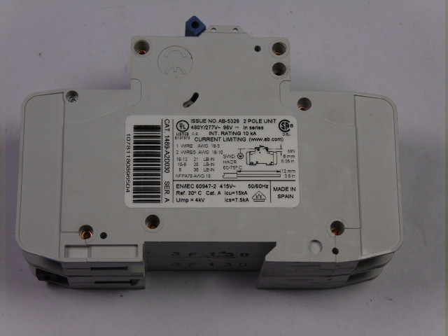 Allen-Bradley 1489-A2D030 Miniature Circuit Breaker 2 Pole 3 Amp USED