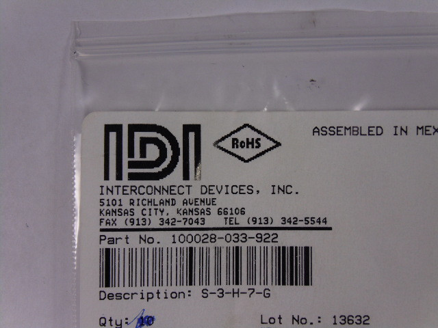 Interconnect Devices 100028-033-922 Contact Probes S-3-H-7-G 5-Pack ! NOP !