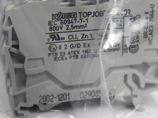 Wago 2002-1201 Terminal Block Lot of 15 GREY USED