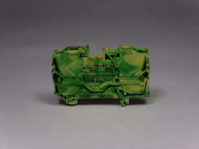 Wago 2010-1207 Green/Yellow 2-Conductor Ground Terminal Block USED