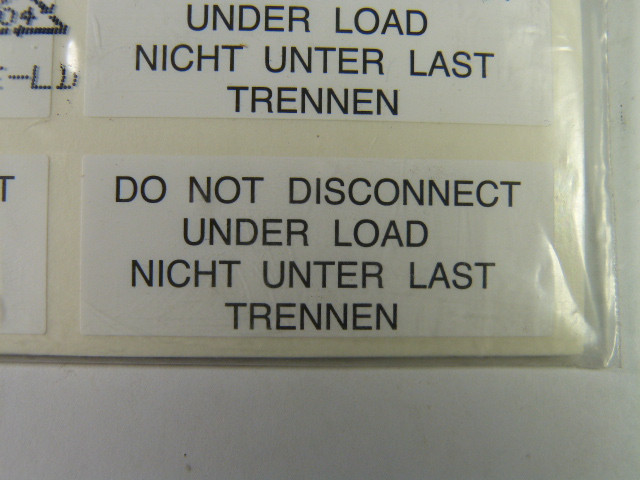 Tyco Electronics 17180772 Do Not Disconnect Under Load Labels 100-Pack ...