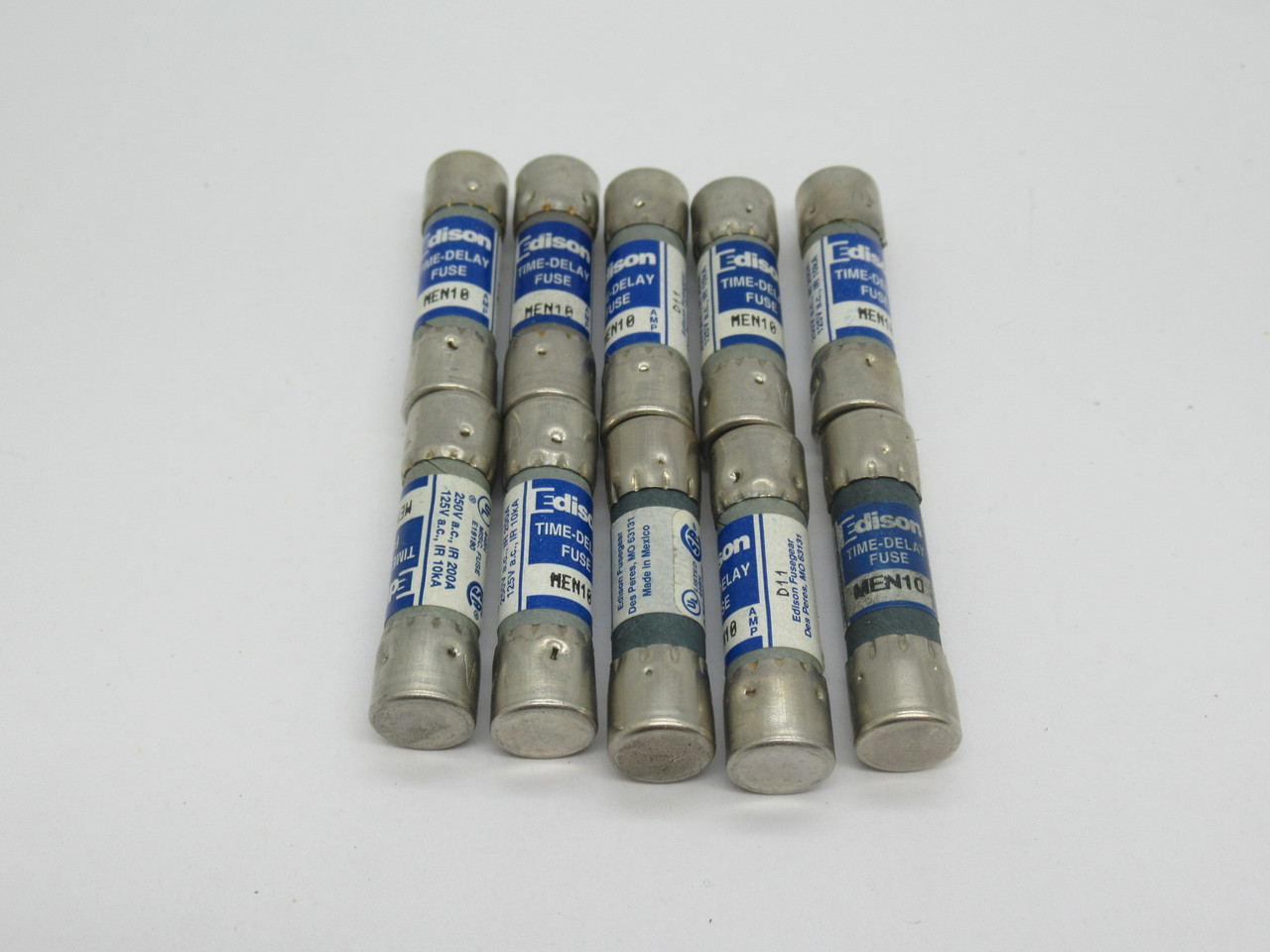 Edison MEN10 Time Delay Fuse 10A 125/250VAC LOT OF 10 USED