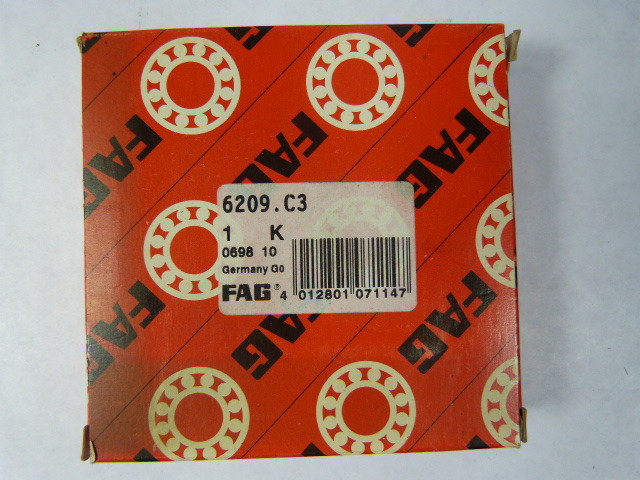 Fag 6209.C3 Deep Groove Ball Bearing 85mmOD 45mmID 19mmW NEW