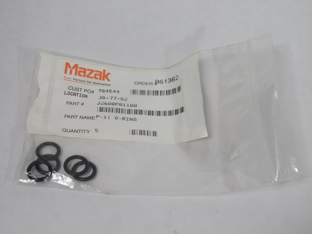 Mazak J2600P01100 P-11 O-Ring 5-Pack NWB