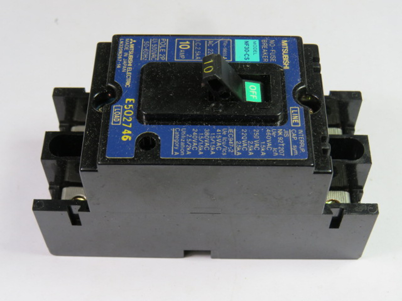 Mitsubishi NF30-CS-2P-10A Circuit Breaker 10A 2-Pole MISSING SCREWS USED