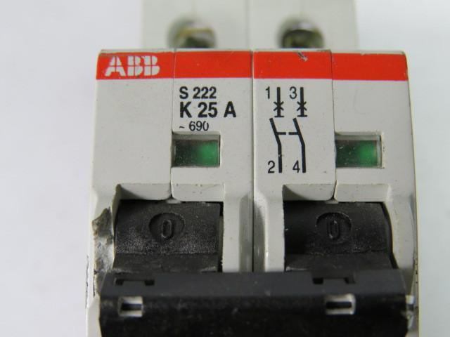 ABB S222-K25 Circuit Breaker 25A 2-Pole USED