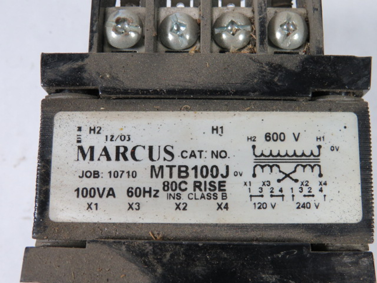 Marcus MTB100J 80C Rise Class B 100VA 60Hz 600V Coil USED