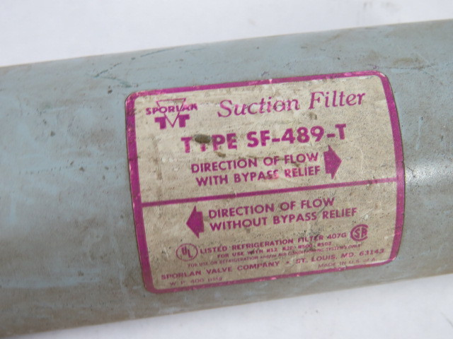 Sporlan SF-489-T Direction of Flow W/ Bypass Relief 1-1/8" ODF USED