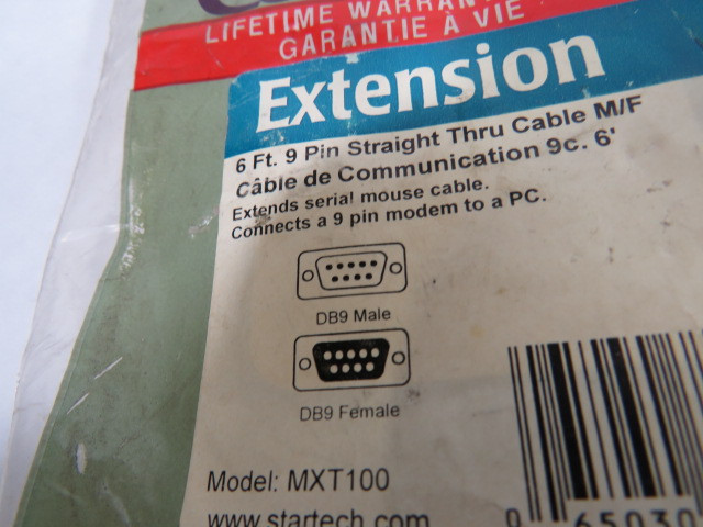 Startech MXT100 6" Straight Thru Serial Cable Male & Female 9 Pin ! NOP !