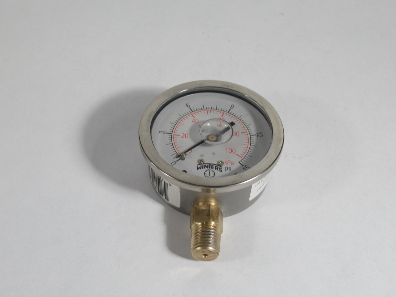 Winters PFQ800-SS Liquid Pressure Gauge 0-15psi/kPa 2-3/4" 1/4"NPT USED