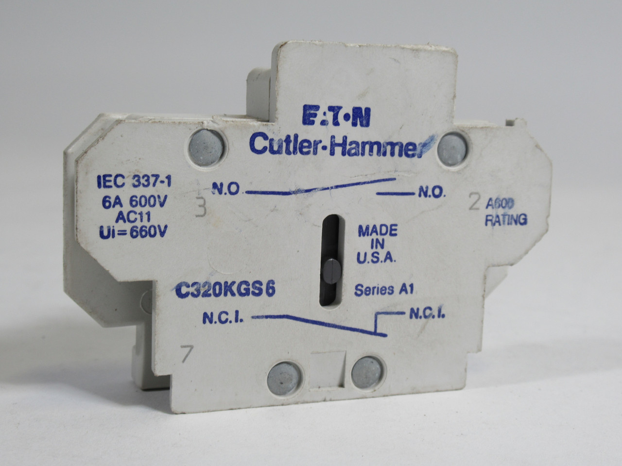 Cutler Hammer C320KGS6 Auxiliary Contact Broken Bottom Tab Broken Upper USED