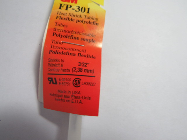 3M FP-301 Clear Shrink Wrap Tubing  3.5' Length 3/16" ! NEW !
