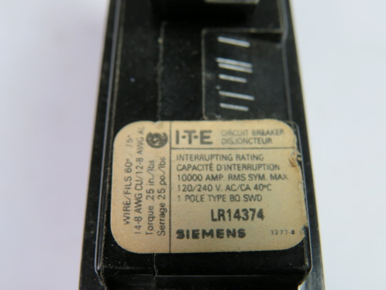 ITE BQ120 Circuit Breaker 20A 1-Pole USED