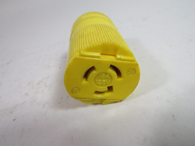 Hubbell HBL4729VY Twist Lock Yellow Female Connector Body 15A 125V 2P 3W USED