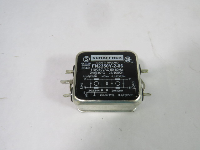 Schaffner FN2350Y-2-06 Single Phase Chassis Mounting Filter USED