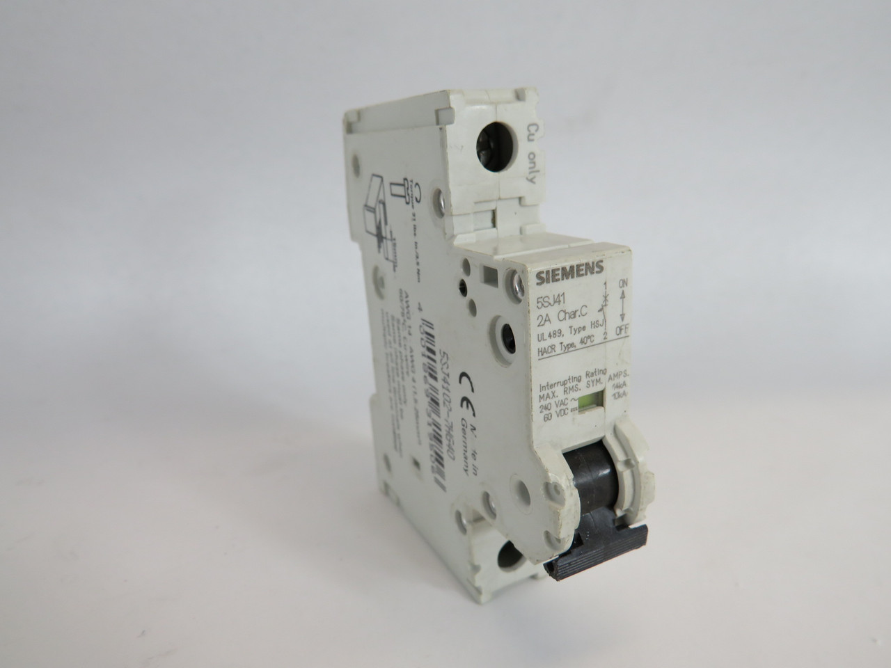 Siemens 5SJ4102-7HG40 Circuit Breaker 2A 240/277VAC 1P USED