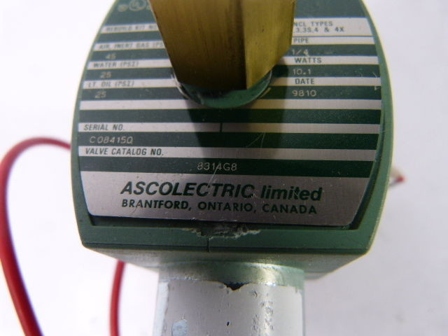 ASCO 8314G8 Solenoid Valve 1/4" Pipe 10.1 Watts USED