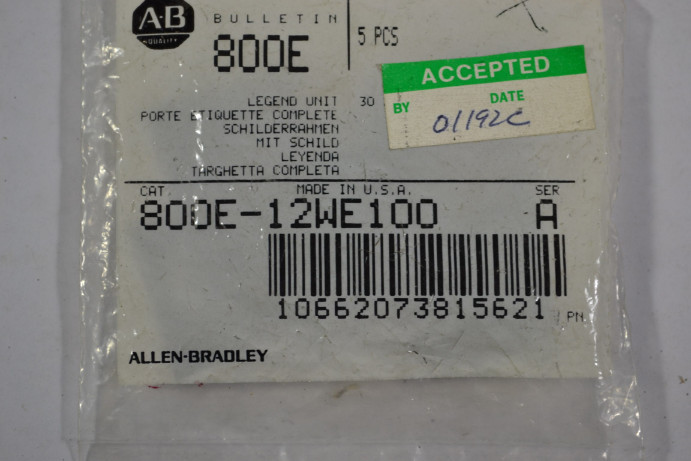 Allen-Bradley 800E-12WE100 Legend Plate 5-Pack ! NWB !