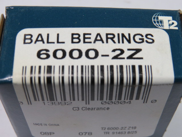 T2 6000-2Z Single Row Deep Groove Ball Bearing 26mm OD 10mm ID 8mm Width ! NEW !