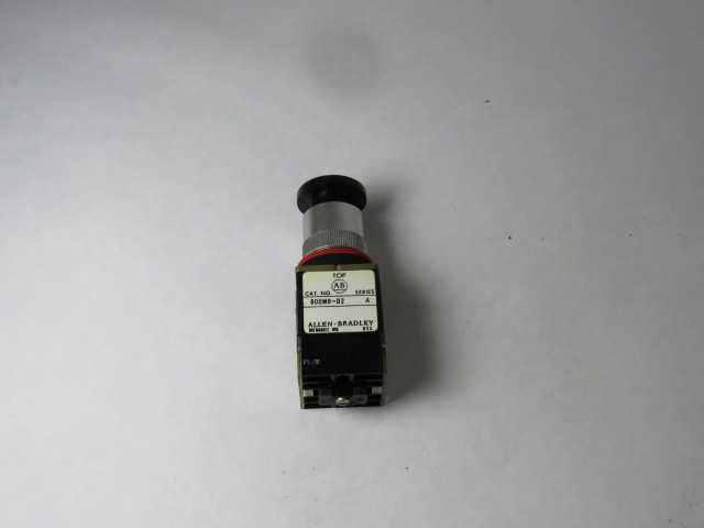 Allen-Bradley 800MR-D2A Ser A IEC Push Button Black Mushroom Head 1NO1NC USED
