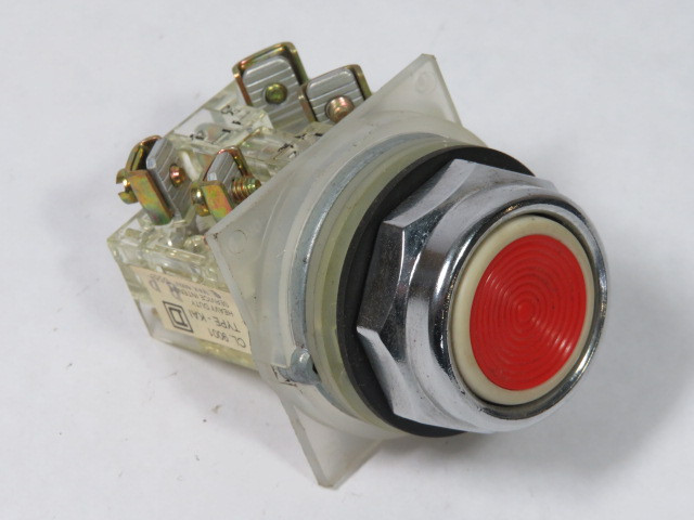 Square D 9001-KR1RH13 Push Button 6A 720V 1NO 1NC Red Flush USED