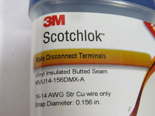 3M 7000133374 MVU14-156DMX-A Male Disconnect Terminals Lot of 36 NOP