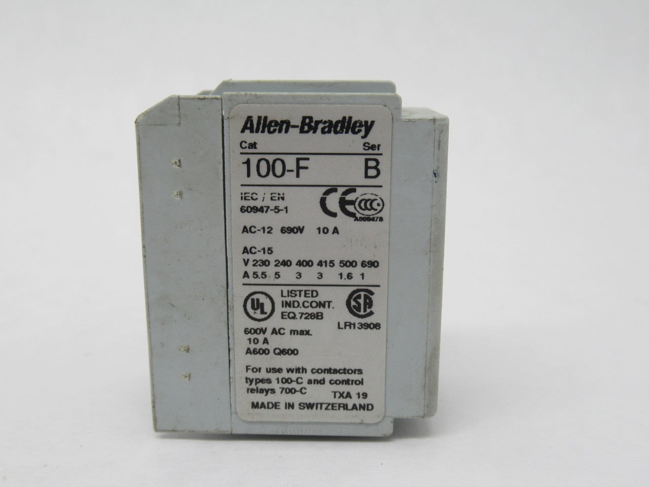 Allen-Bradley 100-FA11 Series B Auxiliary Contact Block USED