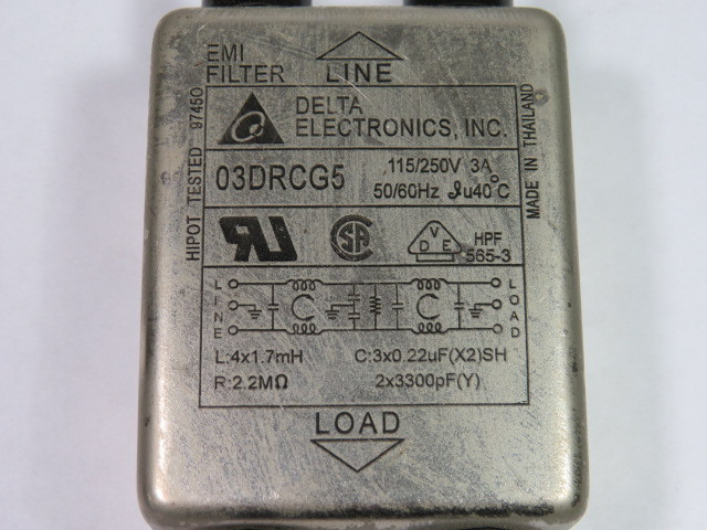 Delta Electronics 03DRCG5 Filter EMI 3 Amp 115/120 Volt 50/60 Hz USED