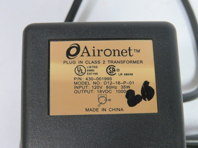 Aironet 430-001995 Power Supply 120V 60Hz 35W 18Vdc USED