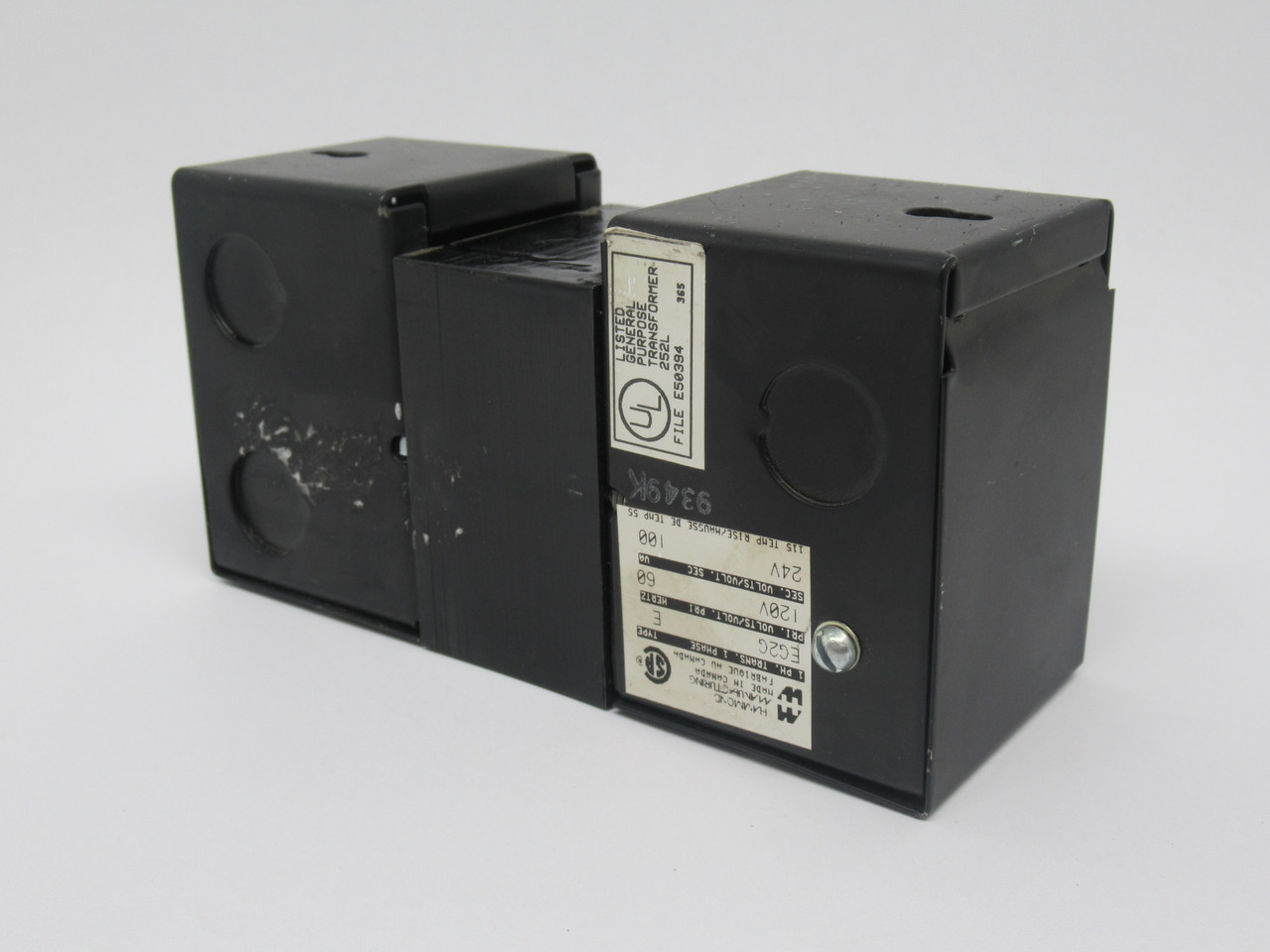 Hammond EG2G Control Transformer Type E 100VA Pri 120V Sec 24V 60Hz USED