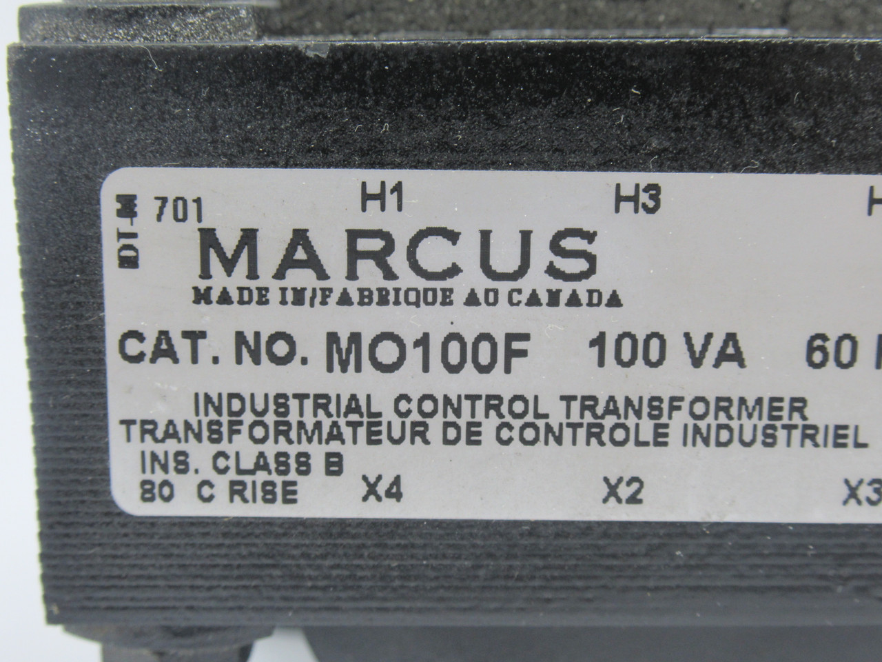 Marcus MO100F Industrial Control Transformer 100VA Pri 240/480V Sec 12/24V USED