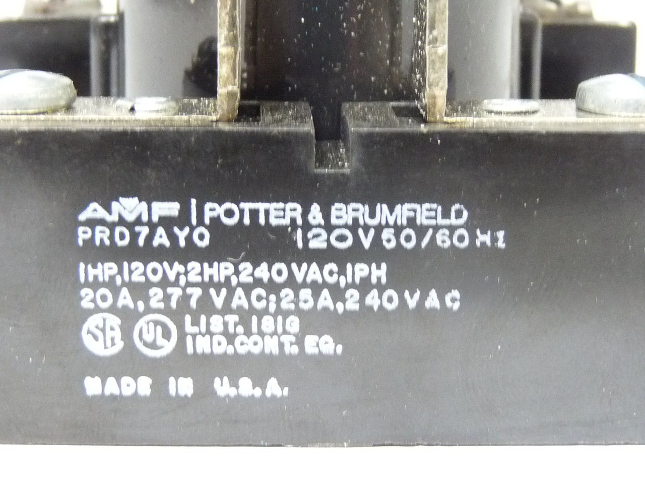 Potter & Brumfield PRD7AY0-120 Power Relay 120V 50/60Hz USED