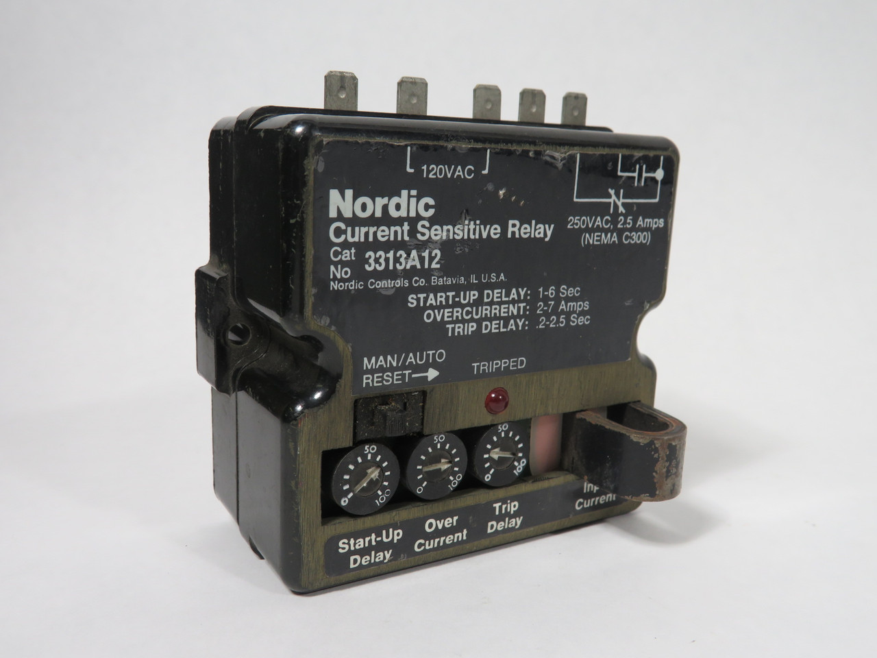 Nordic 3313A12 Current Sensitive Relay 0-100A Range 250V 25A USED