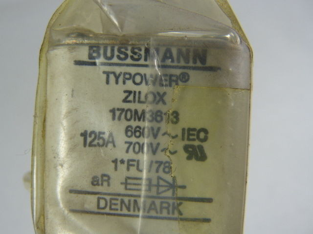 Bussmann 170M3613 Typower Square Body Fuse 125A 660/700VAC NOP