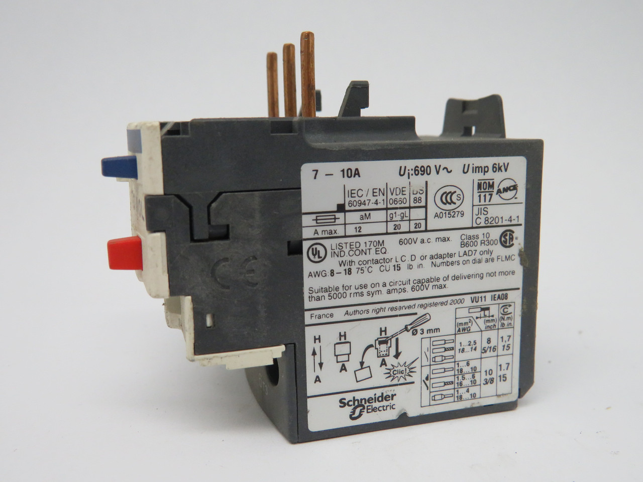 Telemecanique LRD14 Overload Relay 7-10A USED