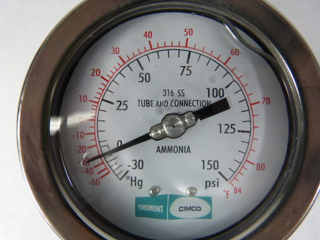 Cimco GT13501B/1001686 Ammonia Pressure Gauge 1/4" NPT -30 to 150PSI ! NEW !