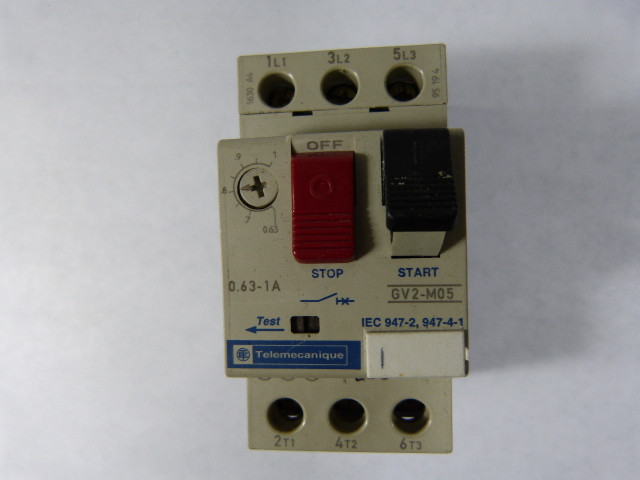 Telemecanique GV2-M05 Motor Protector Starter .63-1amp 3Pole USED
