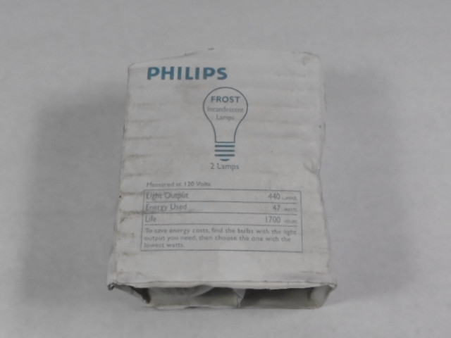 Philips 374033 Frosted Incandescent Lamp 120/130V 50W A19 Pack of 2 NEW