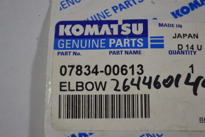 Komatsu 07834-00613 Elbow ! NWB !