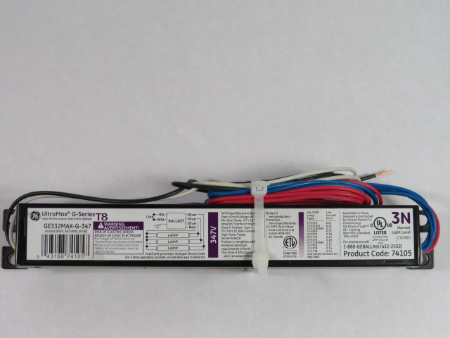 General Electric GE332MAX-G-347 Electronic Ballast Code 74105 347V 60Hz ! NOP !
