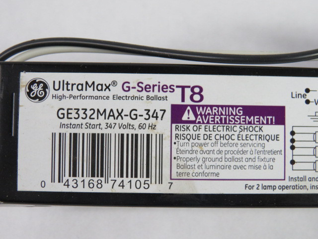 General Electric GE332MAX-G-347 Electronic Ballast Code 74105 347V 60Hz ! NOP !