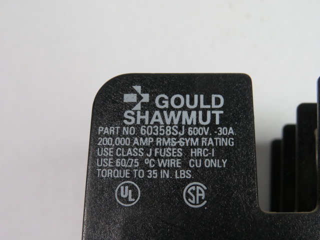 Gould 60358SJ Fuse Holder 30A 600V 3-Pole USED