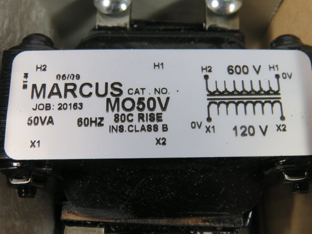 Marcus MO50V Transformer 50VA 1Ph Pri 600V Sec 120V 60Hz ! NEW !
