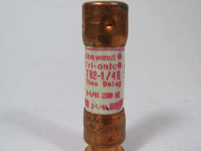 Gould Shawmut TR2-1/4R Time Delay Tri-onic Fuse 2 1/4A 250V USED