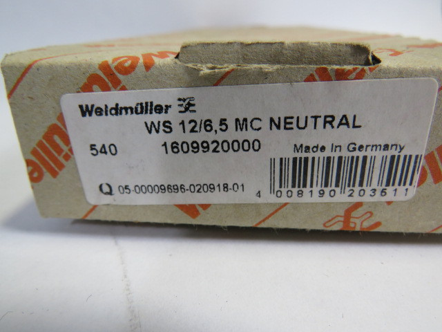 Weidmuller WS12/6.5 Terminal Markers Neutral 9x108 Labels ! NEW !